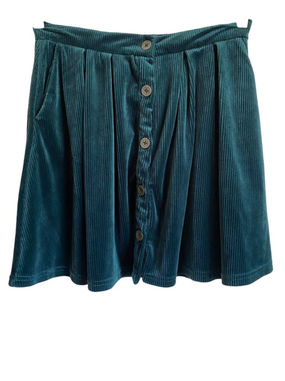 ModCloth Green Corduroy Button Front Mini Skirt M Dark Academia Cottagecore